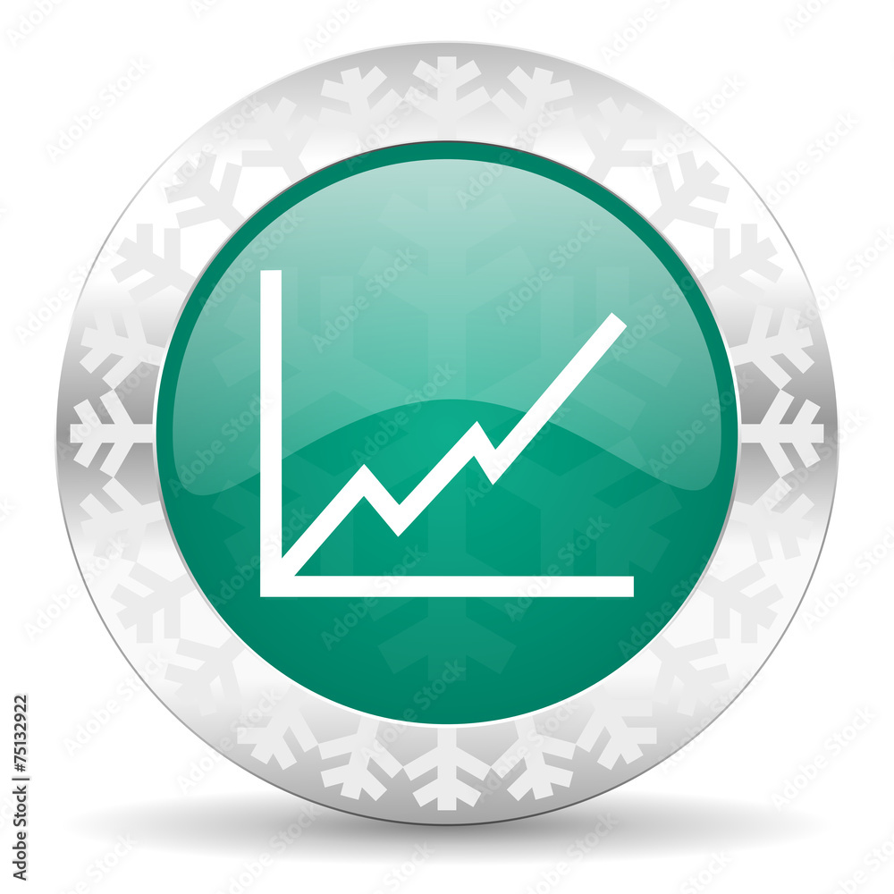 chart green icon, christmas button, stock sign chart green icon, christmas button, stock sign