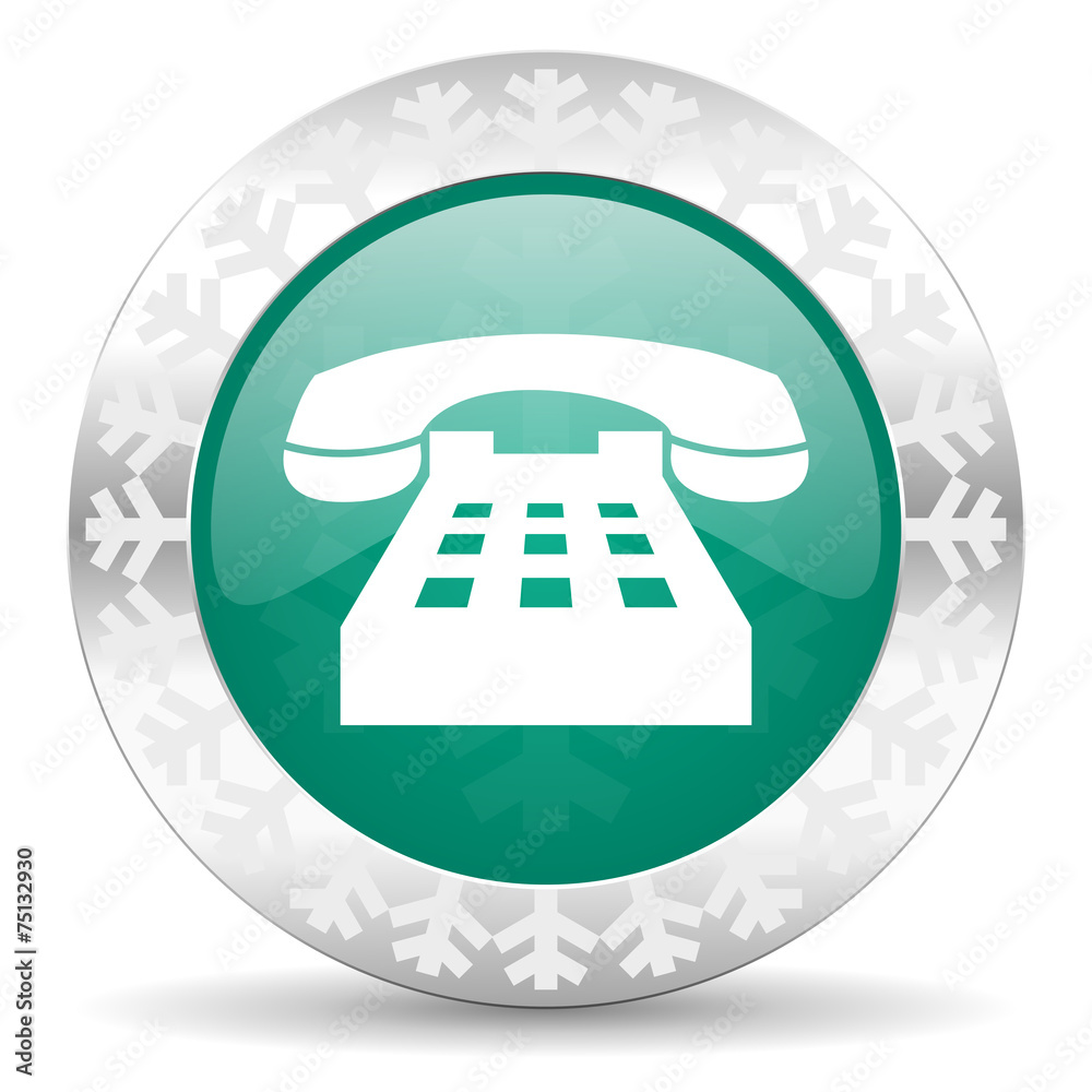 phone green icon, christmas button, telephone sign phone green icon, christmas button, telephone sign
