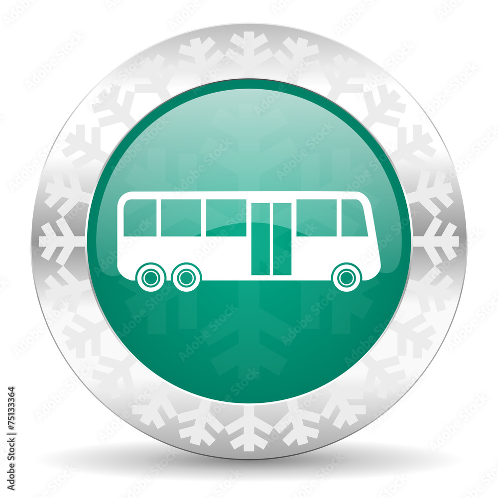 bus green icon, christmas button, public transport sign bus green icon, christmas button, public transport sign