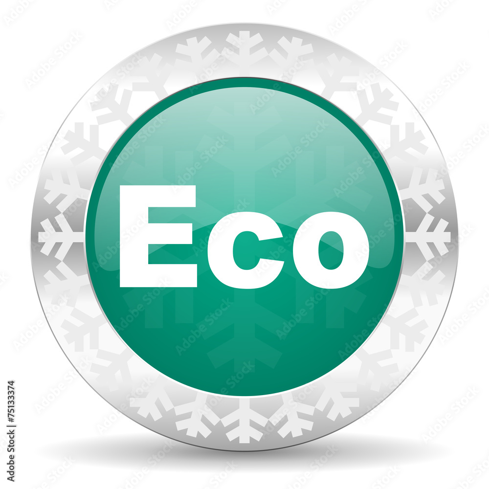 eco green icon, christmas button, ecological sign eco green icon, christmas button, ecological sign