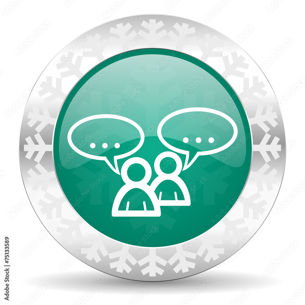 forum green icon, christmas button, chat symbol, bubble sign forum green icon, christmas button, chat symbol, bubble sign