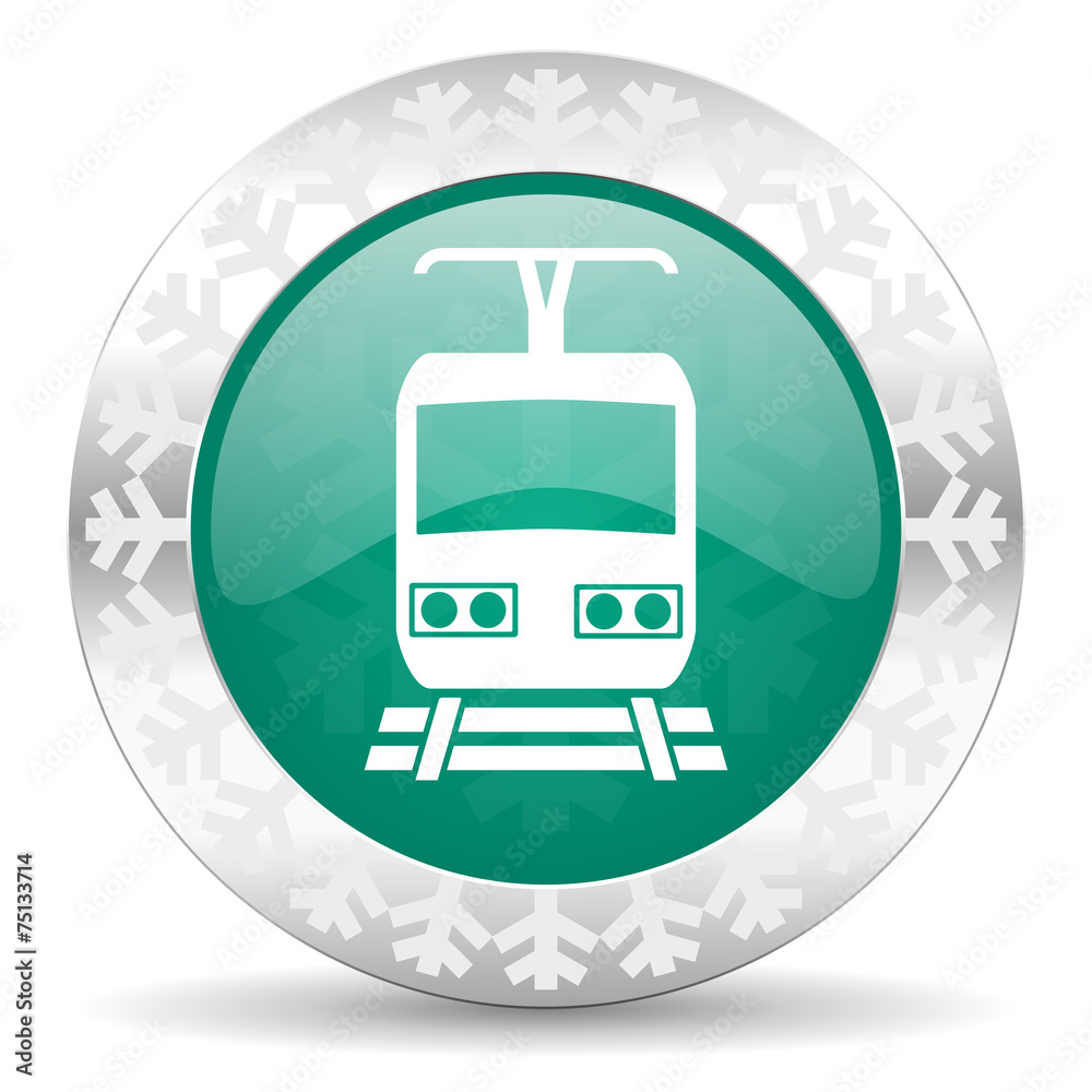 train green icon, christmas button, public transport sign train green icon, christmas button, public transport sign