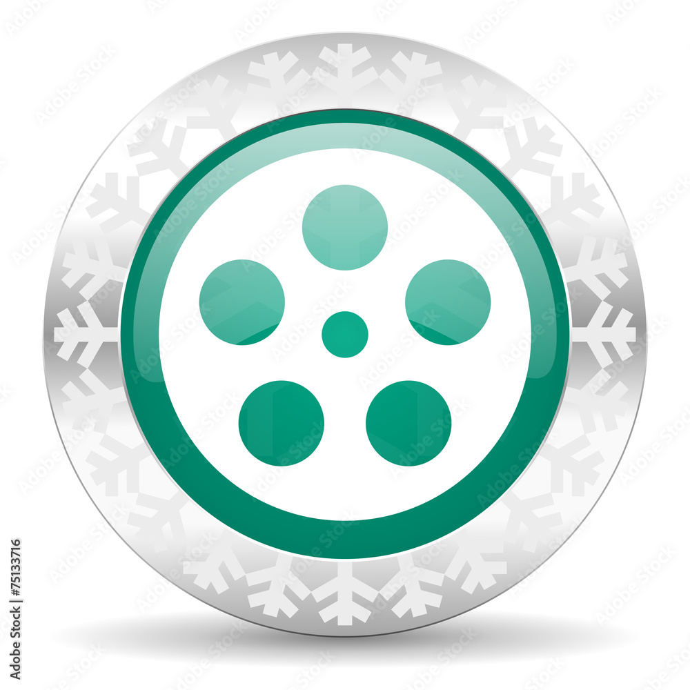 film green icon, christmas button