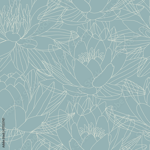 Fototapeta Naklejka Na Ścianę i Meble -  Lotus flowers in seamless pattern