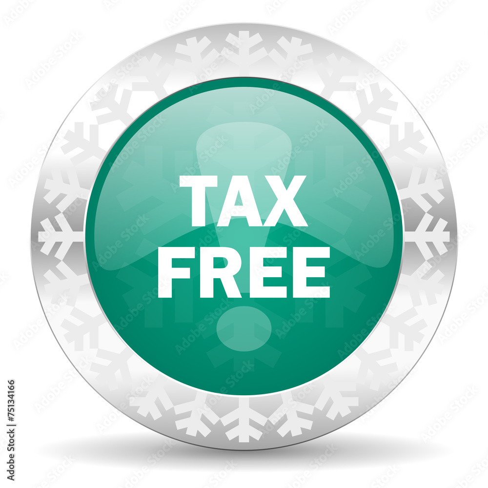 tax free green icon, christmas button tax free green icon, christmas button