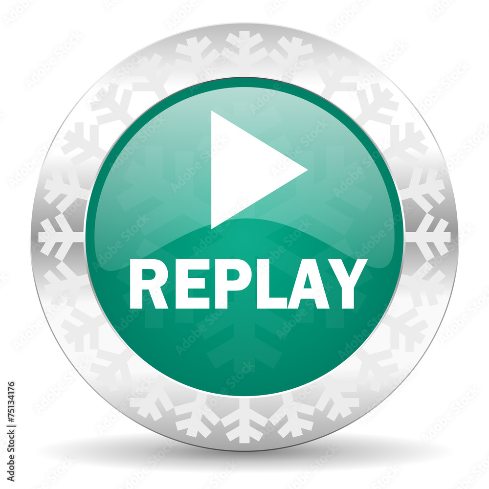replay green icon, christmas button replay green icon, christmas button