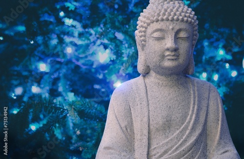 Buddha under a christmas tree