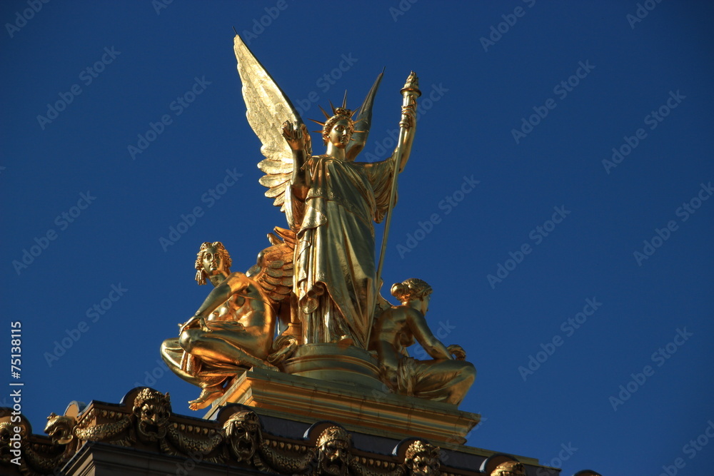 Opera of Paris golden statue close up