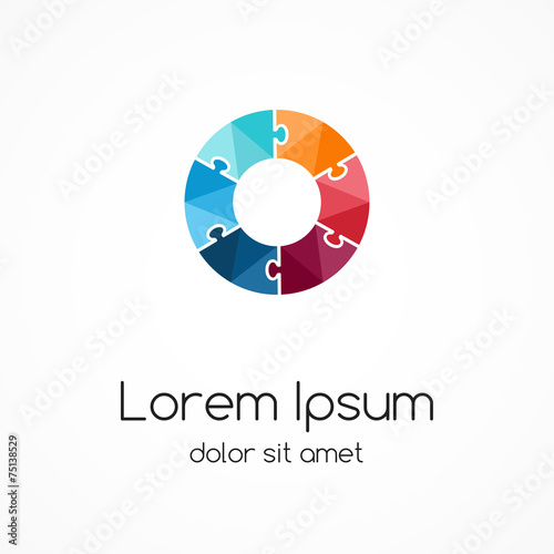 Circle logo template. Abstract puzzle sign.
