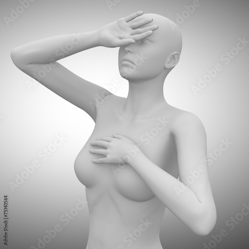 woman migraine on white