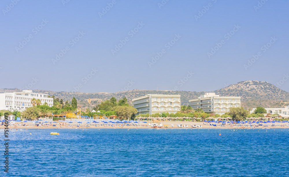Obraz premium Vacation at sea. The resort of Faliraki. Rhodes Island. Greece