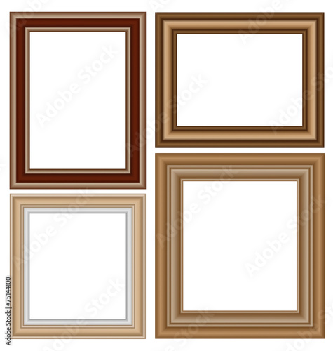 Four wooden frames isolated on white background