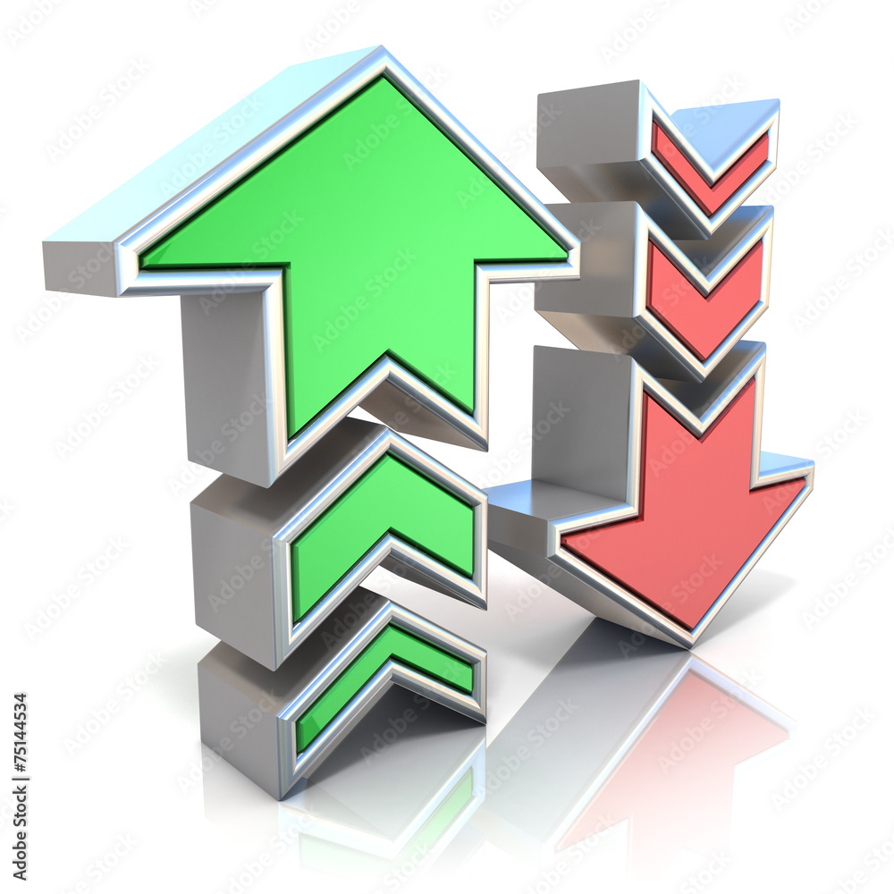 Upload download arrows icon 3d illustration isolated on white Upload download arrows icon 3d illustration isolated on white