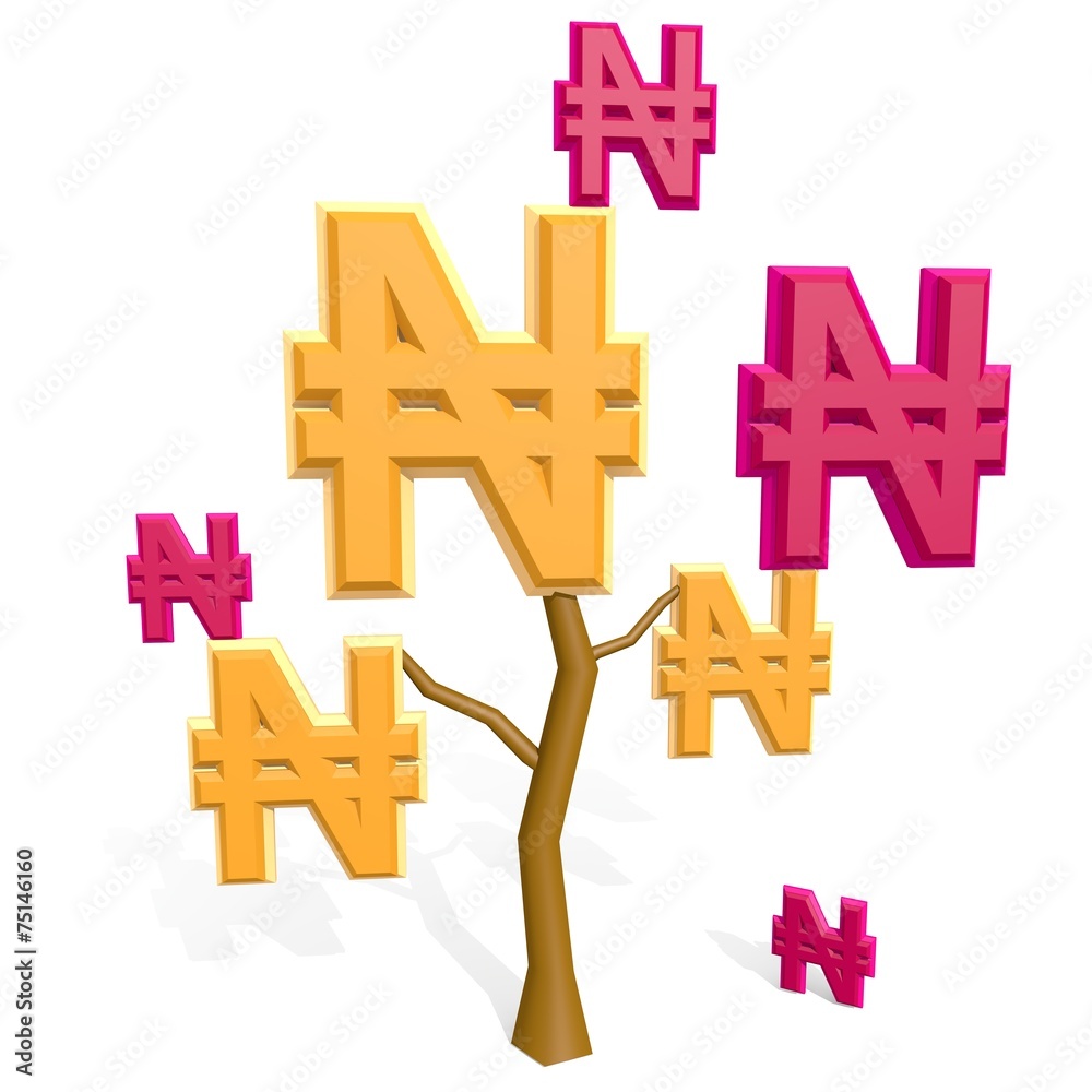 Obraz premium 3d naira sign on a tree