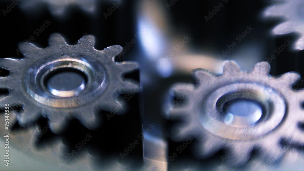 Movement of metal gears. Gearbox Movement of metal gears. Gearbox