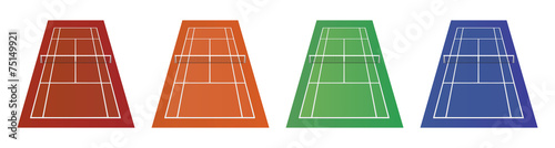 Different types of tennis courts - clay, grass and other