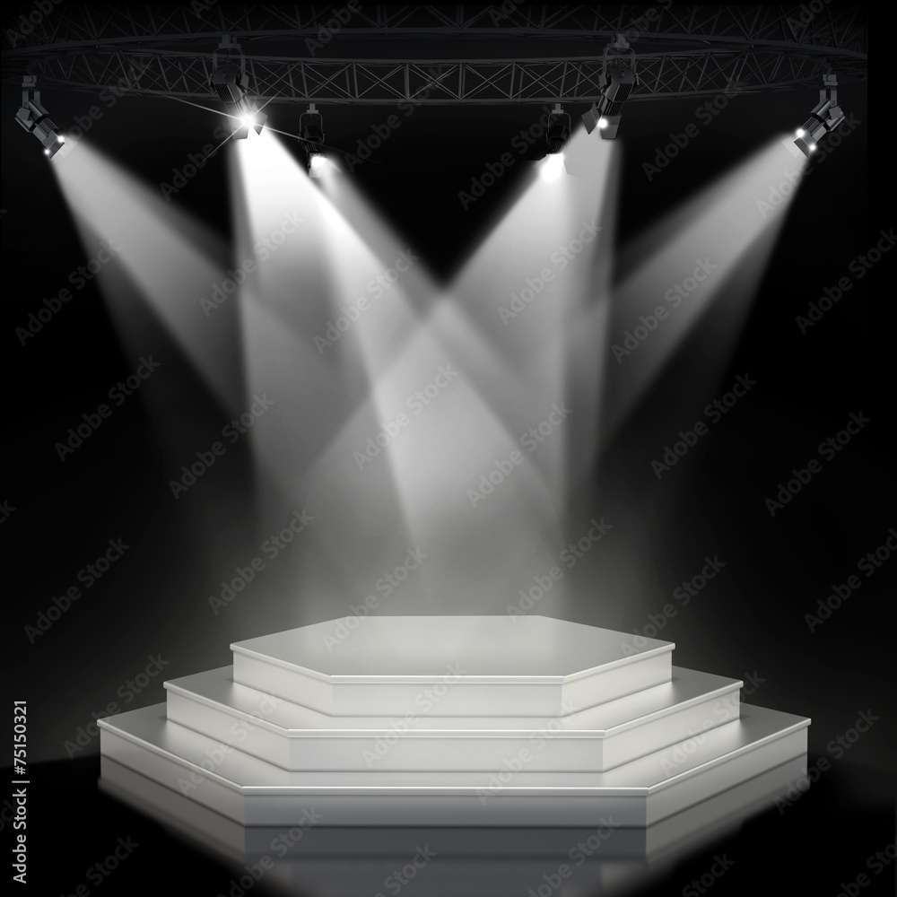 Obraz premium Illuminated empty stage podium for award ceremony