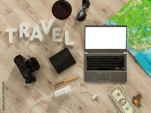 Traveling mock up business template. High resolution 3d render photo