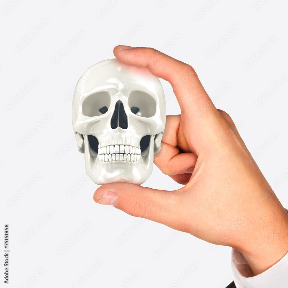 Obraz premium Skull in hand. High resolution. 3D render