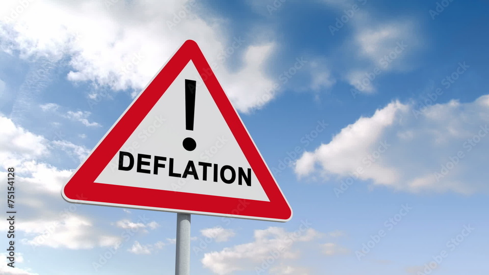 Deflation ahead sign against blue sky Deflation ahead sign against blue sky
