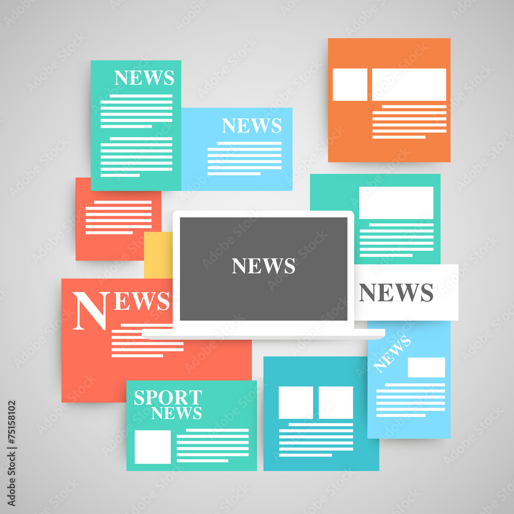 Fototapeta premium Newspaper vector set.