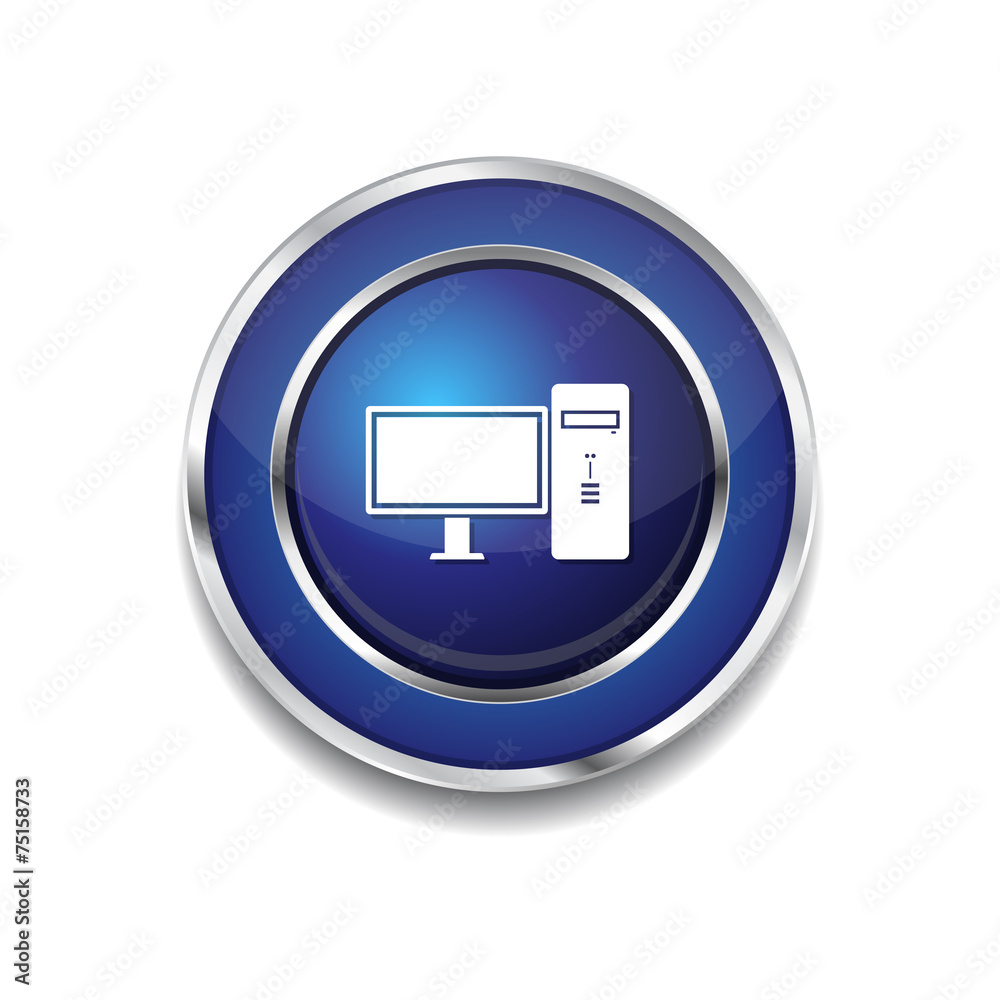 PC Blue Vector Icon Button PC Blue Vector Icon Button