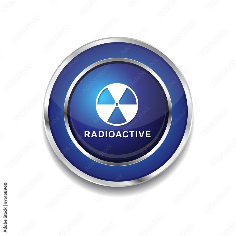 Radioactive Sign Blue Vector Icon Button Radioactive Sign Blue Vector Icon Button