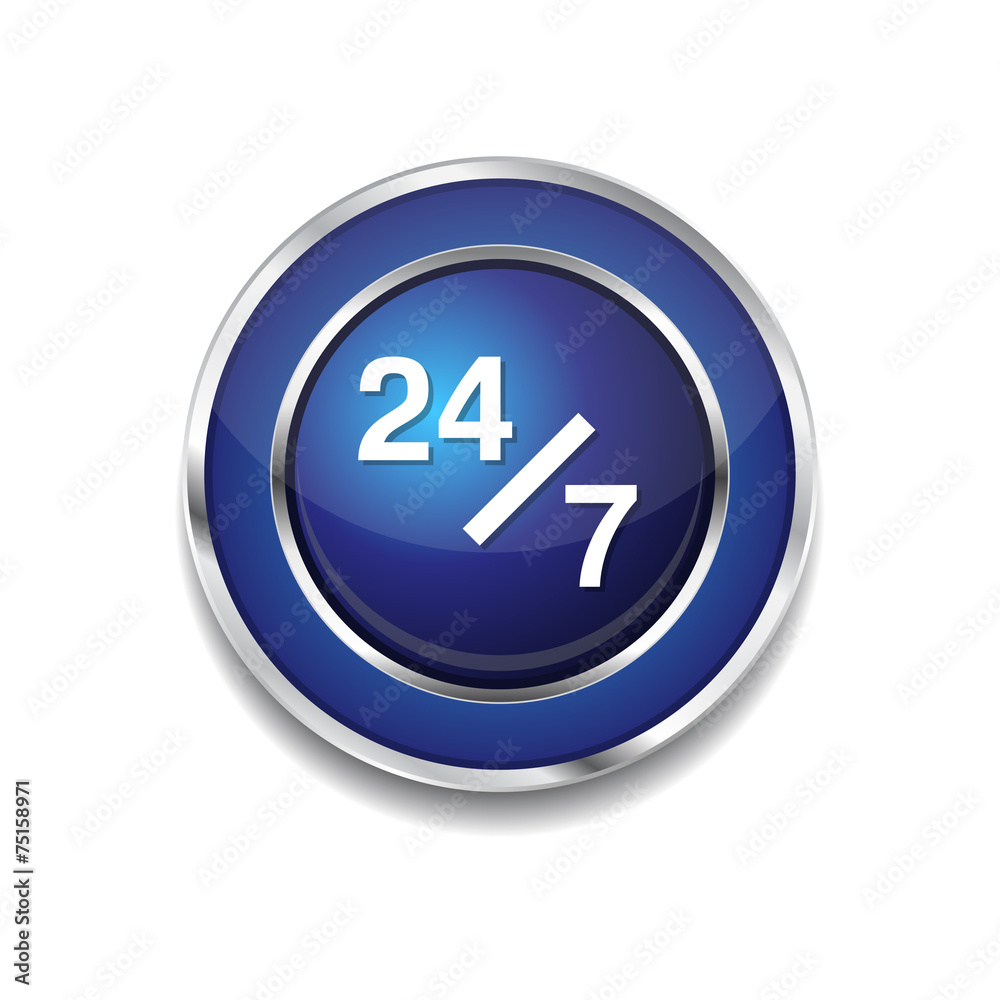 24 Hours Service Blue Vector Icon Button 24 Hours Service Blue Vector Icon Button