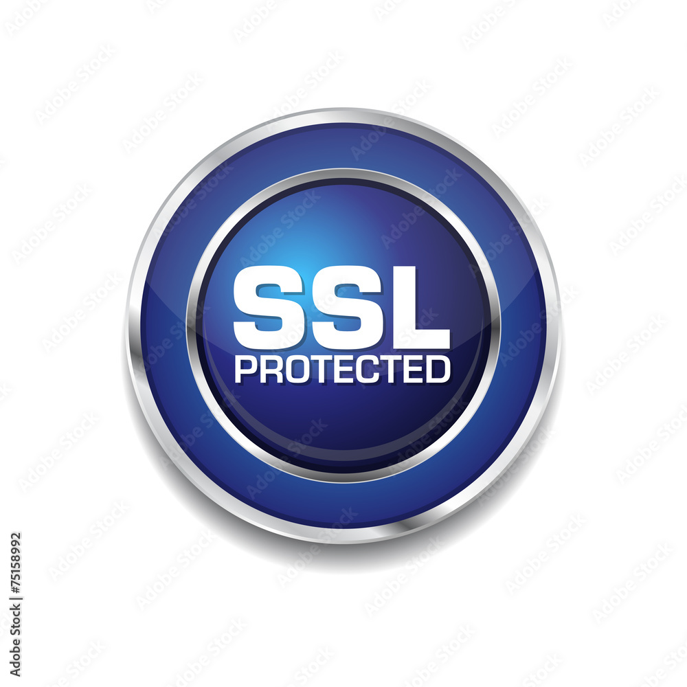 SSL Protected Blue Vector Icon Button SSL Protected Blue Vector Icon Button