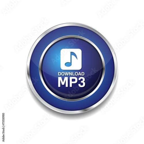 MP3 Download Blue Vector Icon Button