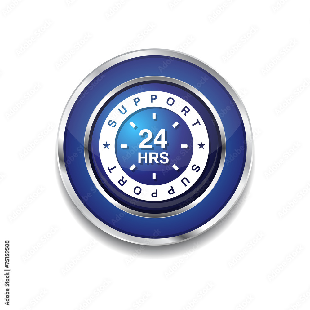 24 Hours Support Blue Vector Icon Button 24 Hours Support Blue Vector Icon Button