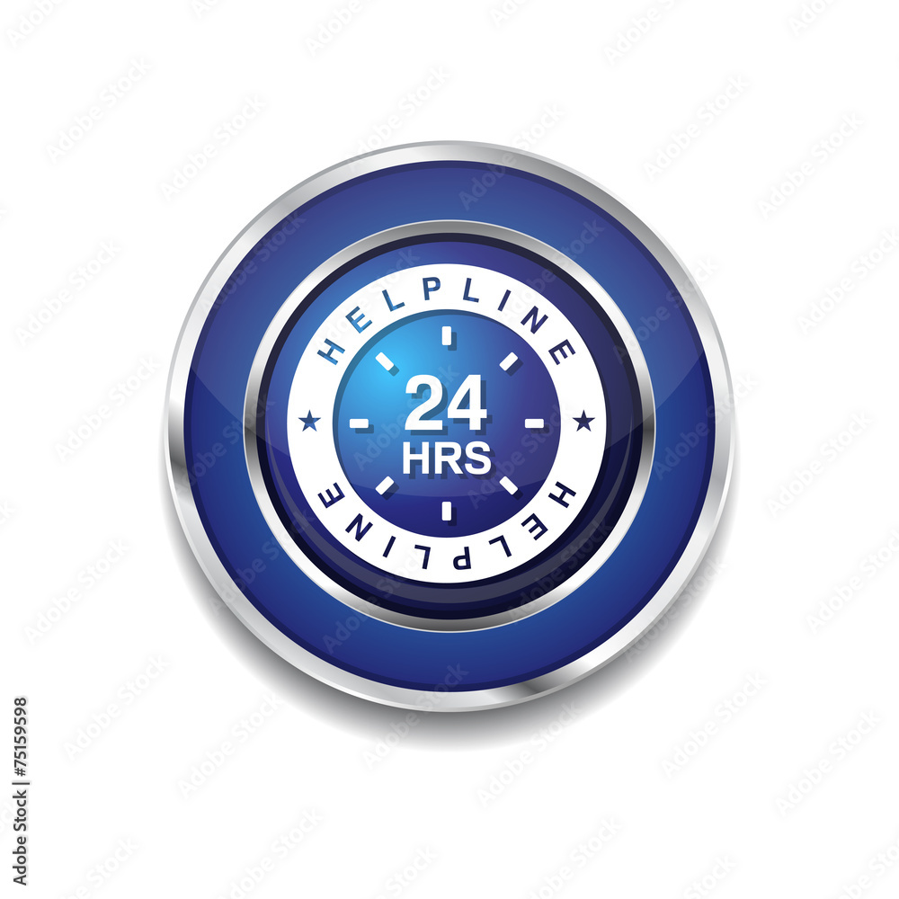 24 Hours Helpline Support Blue Vector Icon 24 Hours Helpline Support Blue Vector Icon