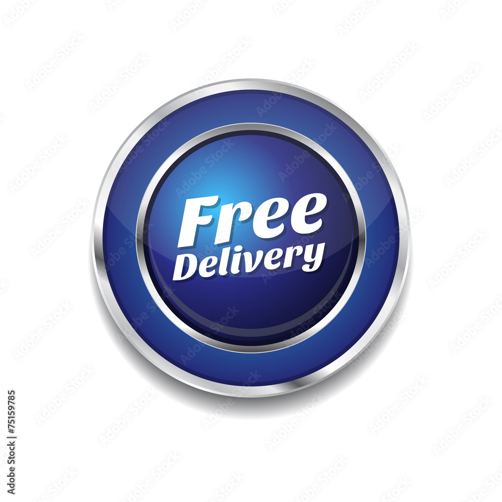Free Delivery Blue Vector Icon Button