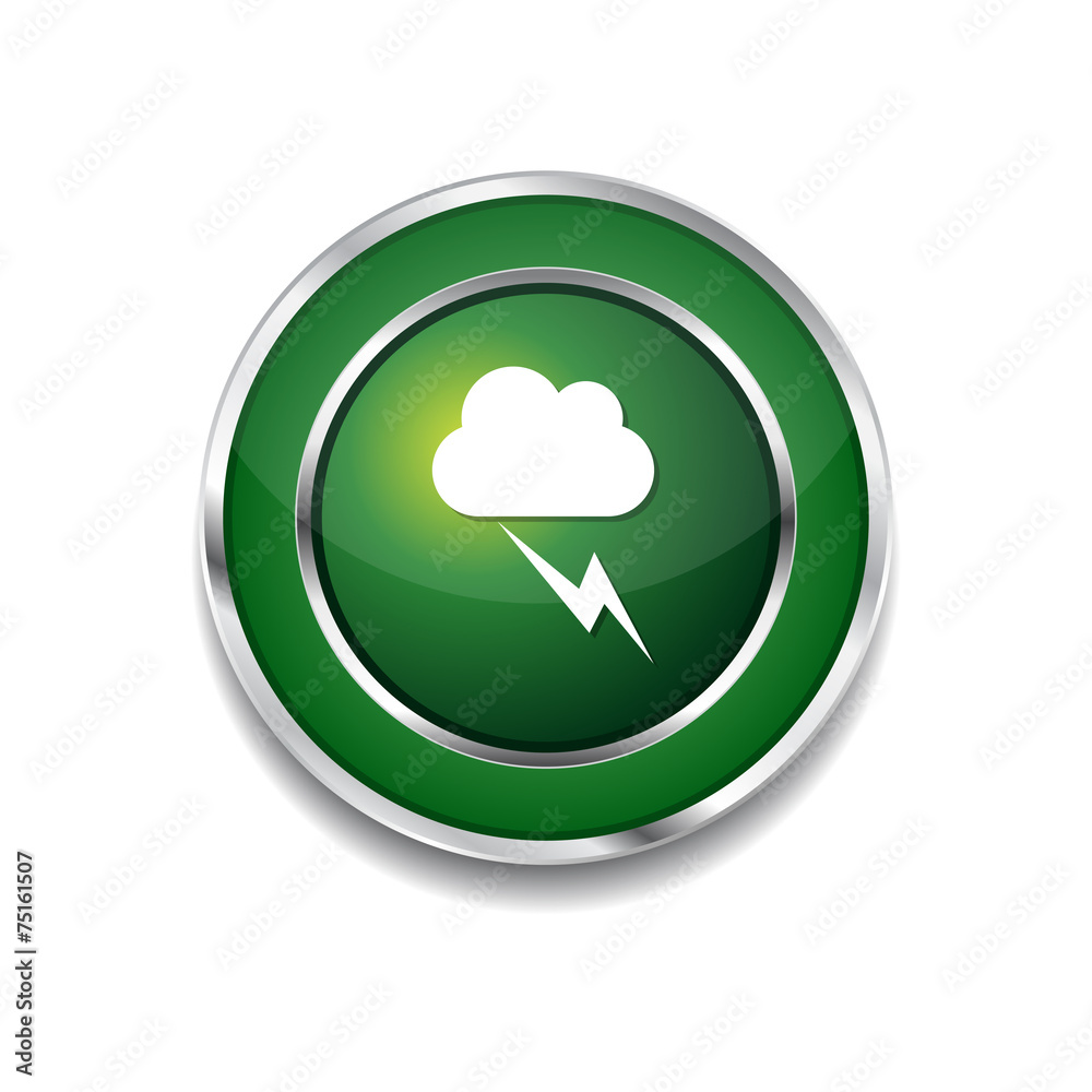 Flash Cloud Green Vector Icon Button