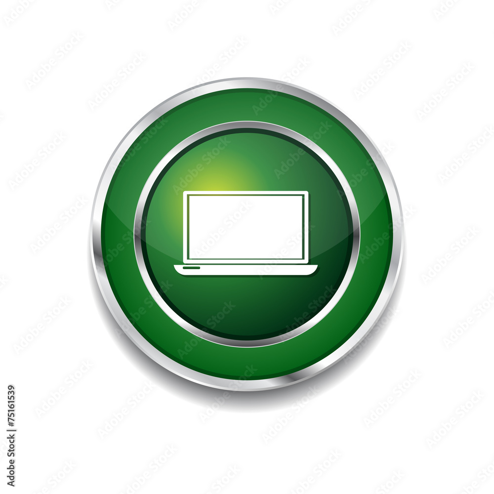 Laptop Green Vector Icon Button Laptop Green Vector Icon Button