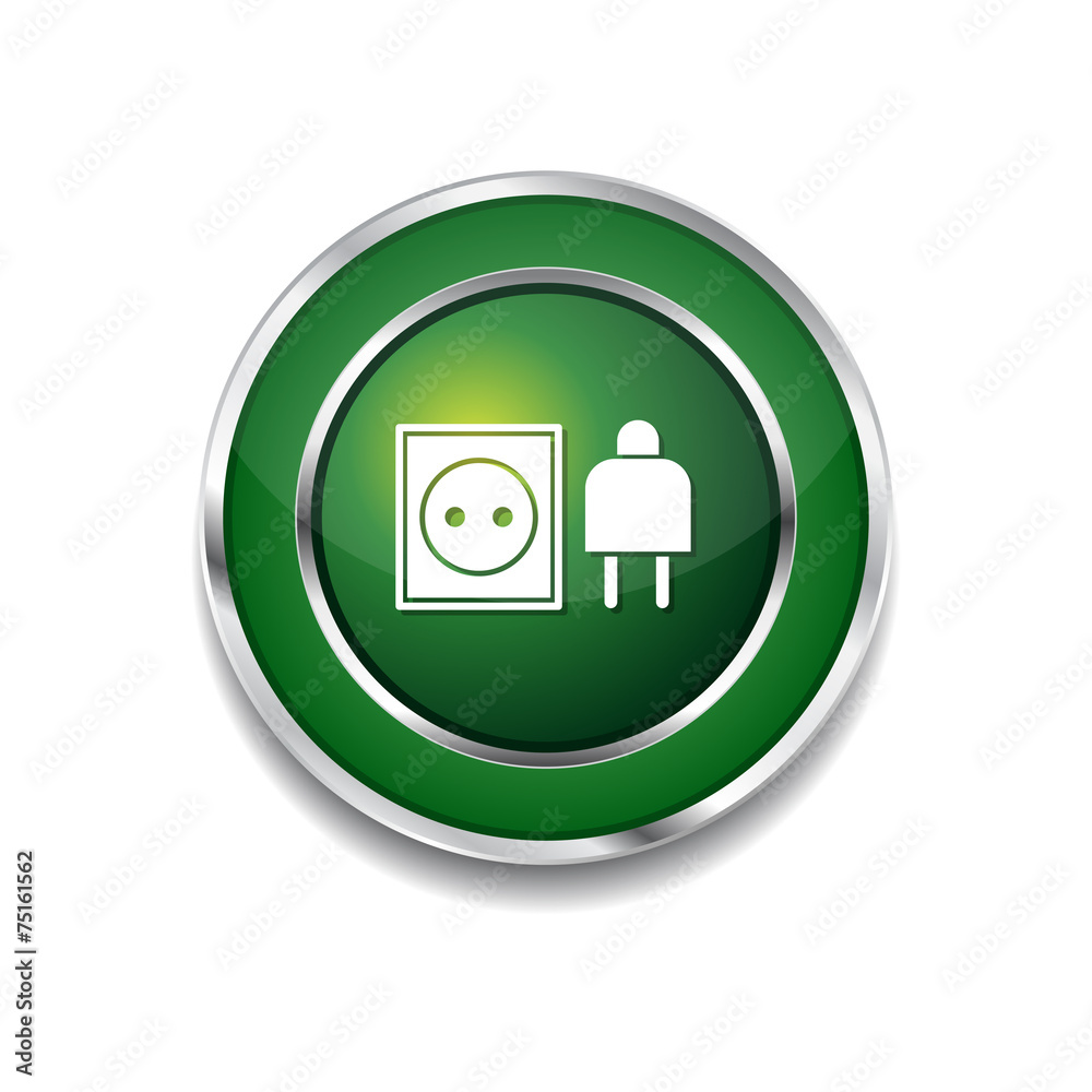 Plug Sign Green Vector Icon Button Plug Sign Green Vector Icon Button