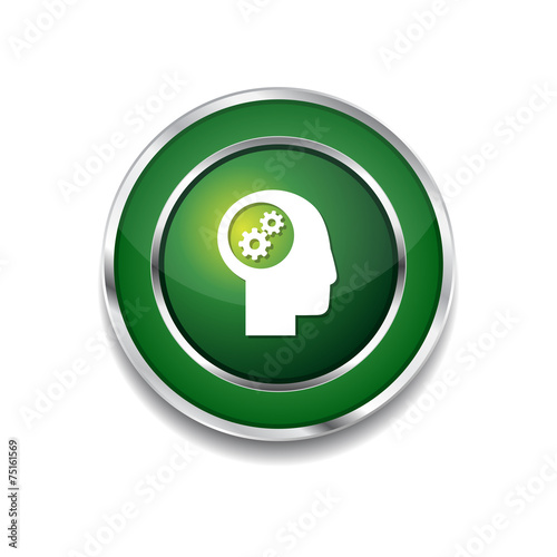 Gear Green Vector Icon Button