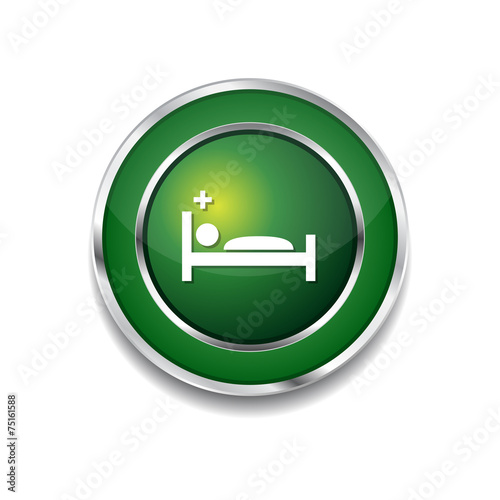 Heath Care Bed Green Vector Icon Button