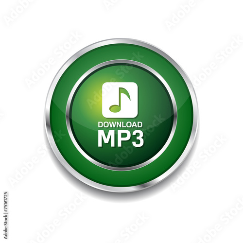 MP3 Download Green Vector Icon Button