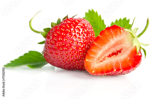 Red sweet strawberrys isolated on white background