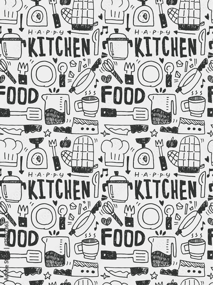 Kitchen elements doodles hand drawn line icon,eps10