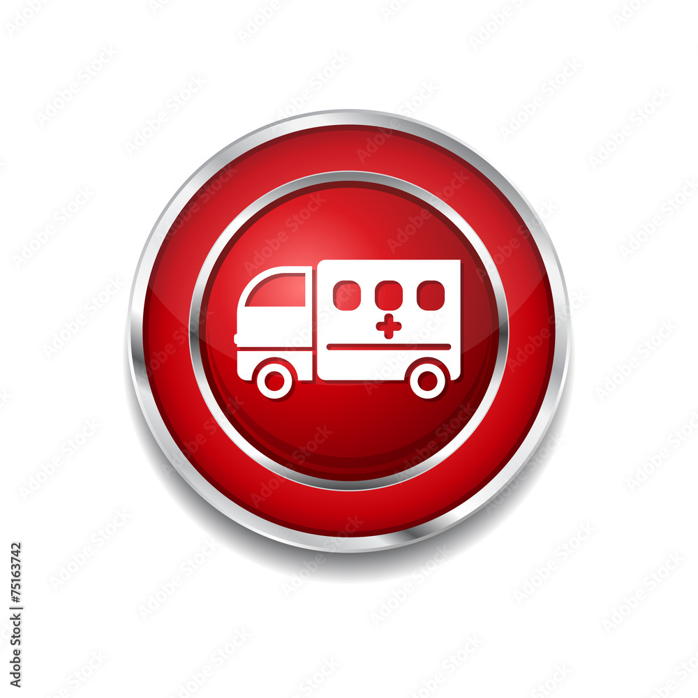 Ambulance Red Vector Icon Button Ambulance Red Vector Icon Button