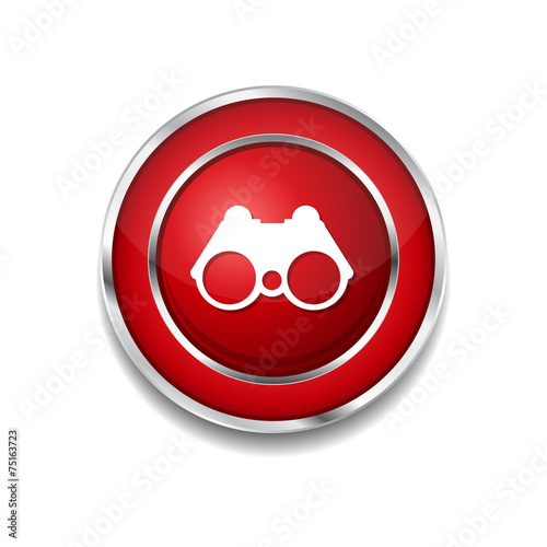 Binocular Red Vector Icon Button