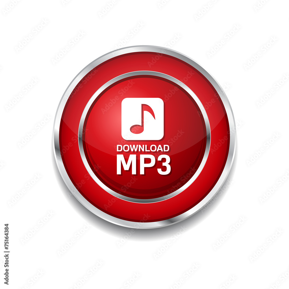 MP3 Download Red Vector Icon Button MP3 Download Red Vector Icon Button