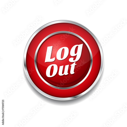 Log Out Red Vector Icon Button