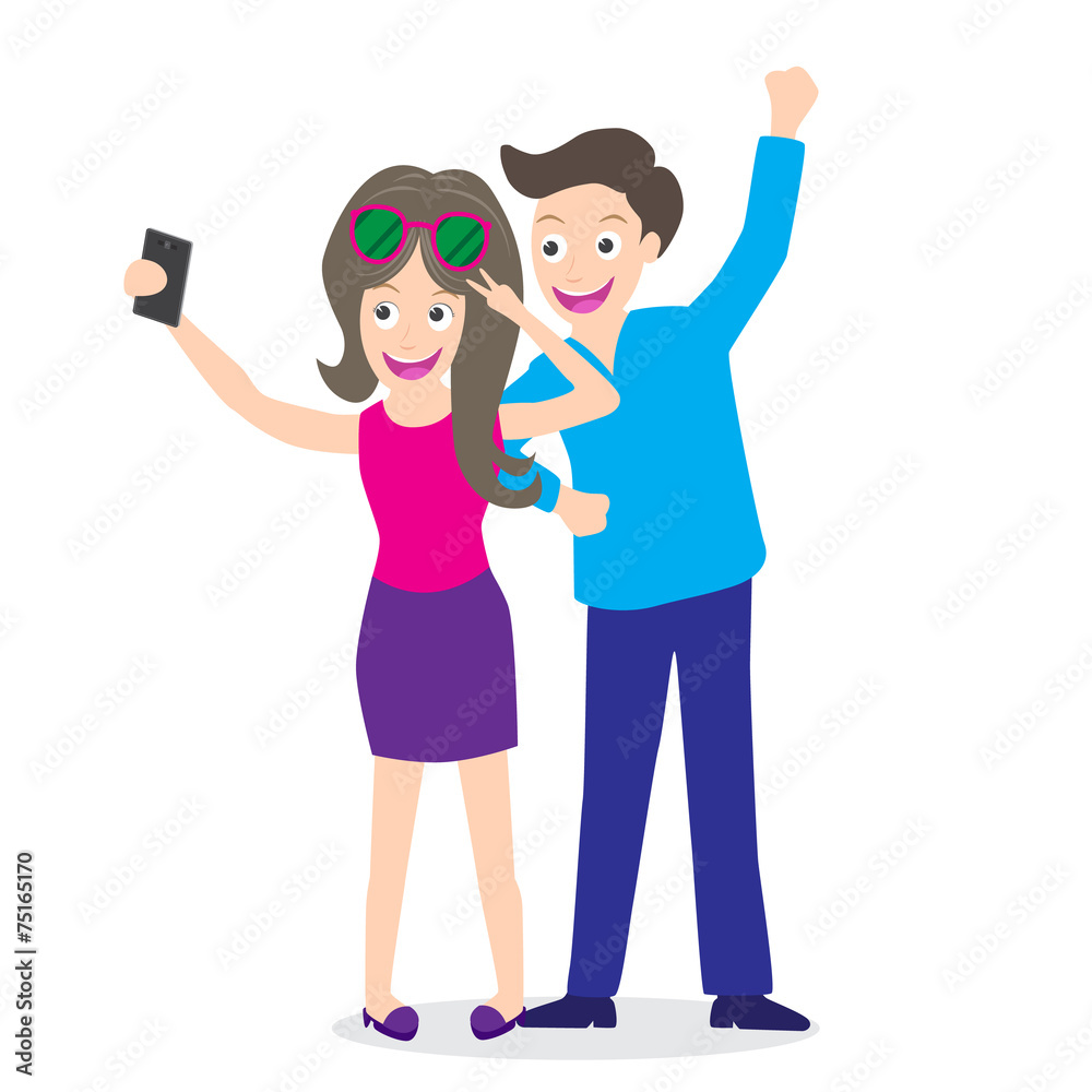young couple using a smart phone take selfie picture themselves young couple using a smart phone take selfie picture themselves