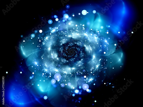 Blue glowing galaxy in space