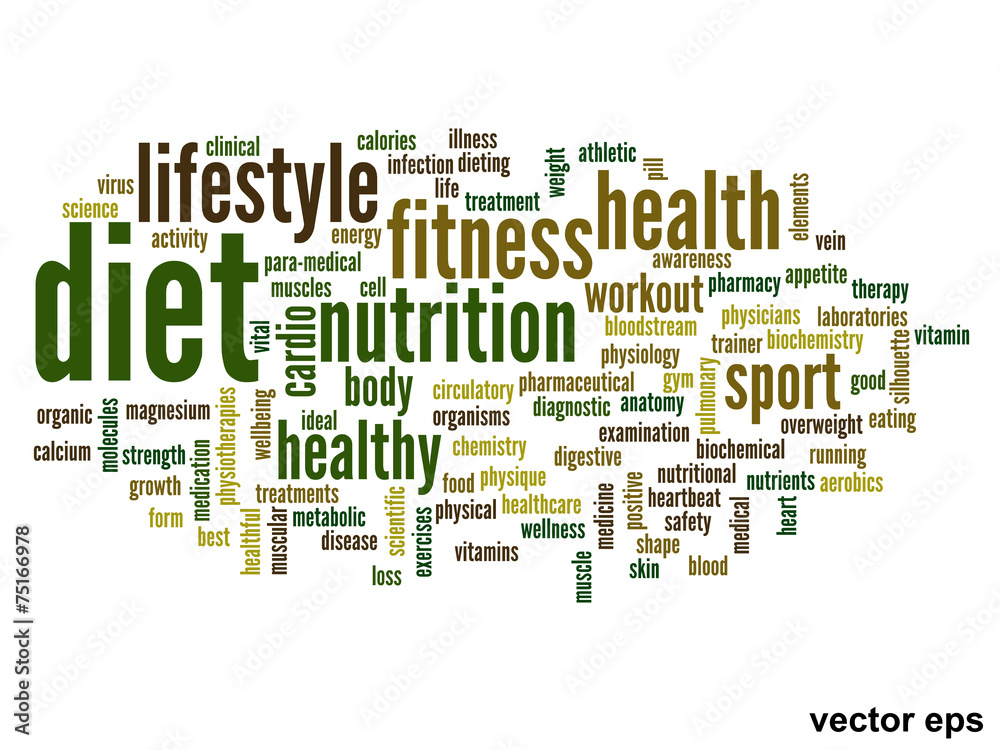 Vector conceptual health word cloud