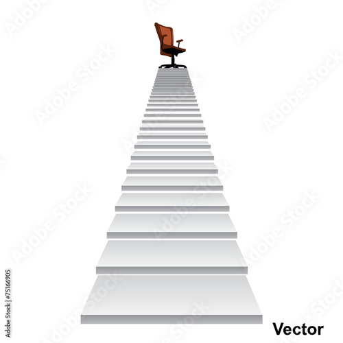 Vector white stair with a chair