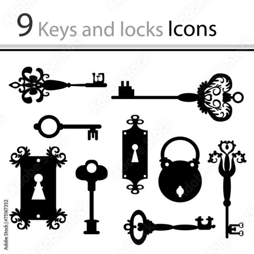 Set of keys and locks (vector)